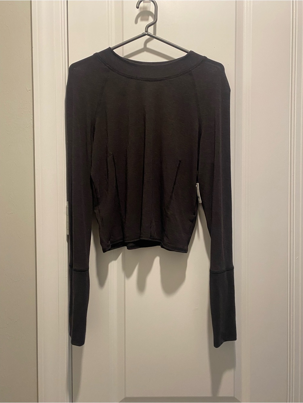NWT Free People Black Long Sleeve Top W/Thumbhole Stretchy Super Cute Retail $68
